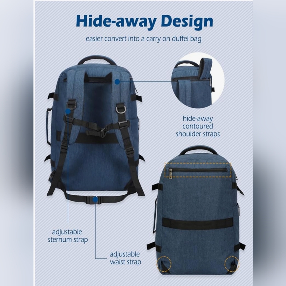 Blue Men's Backpack - Picture 4 of 5